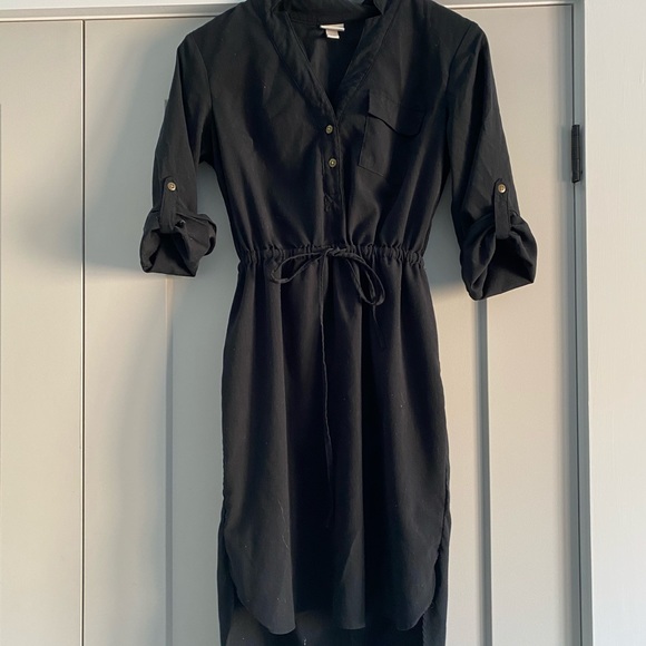 Merona high low black dress with 3/4 sleeves - Picture 2 of 3